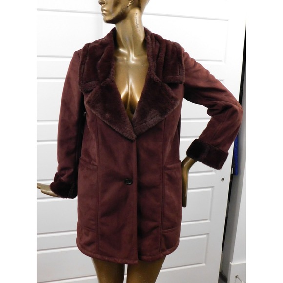 Banana‎ Republic Bordeaux Faux Shearling Coat $179rt sz M